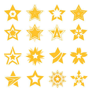 卡通可爱五角星图标装饰矢量图