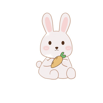 小清新抱萝卜可爱的兔子元素