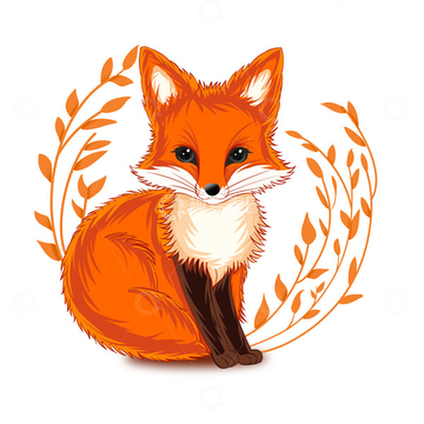 源文件下载【趣麦麦图】卷着尾巴的卡通小狐狸