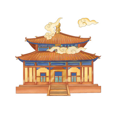 国风插画 古风建筑 古风人物