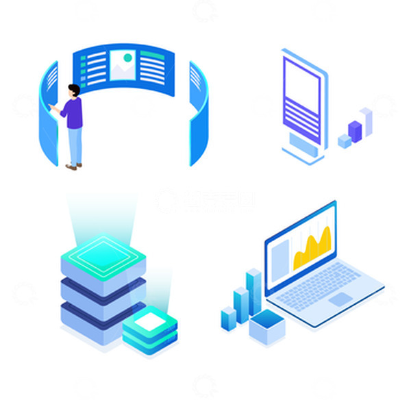 源文件下载【趣麦麦图】2.5D科技感信息可视化元素插画合集
