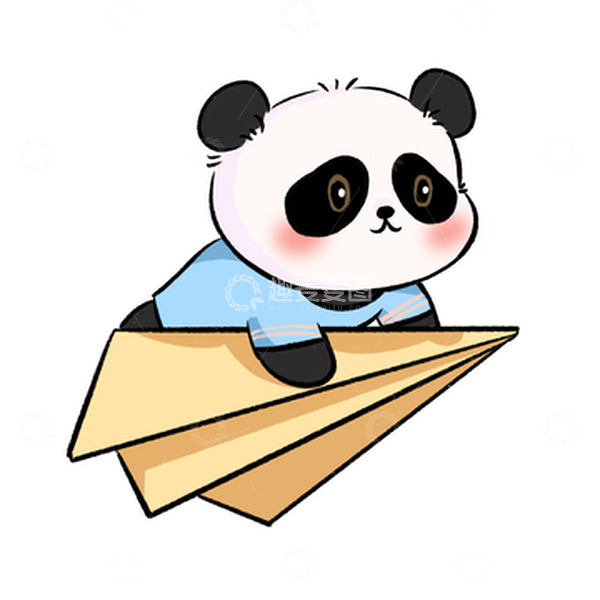 源文件下载【趣麦麦图】-卡通动物坐飞机的大熊猫