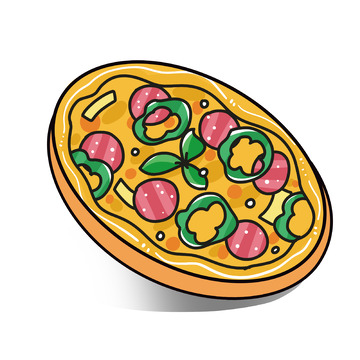 西餐披萨卡通元素