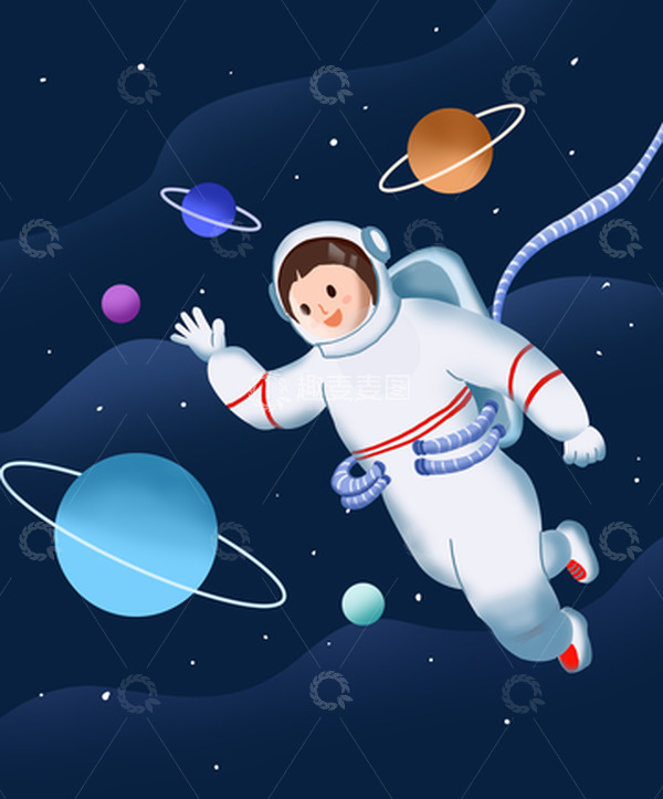 源文件下载【趣麦麦图】手绘儿童节宇航员背景