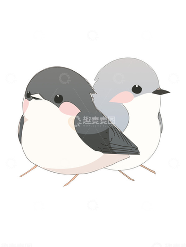 源文件下载【趣麦麦图】手绘小鸟插画