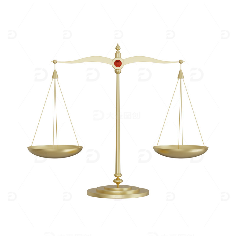 3D立体金色天平天秤模型