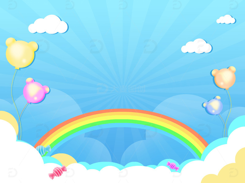 卡通彩虹气球糖果儿童节背景