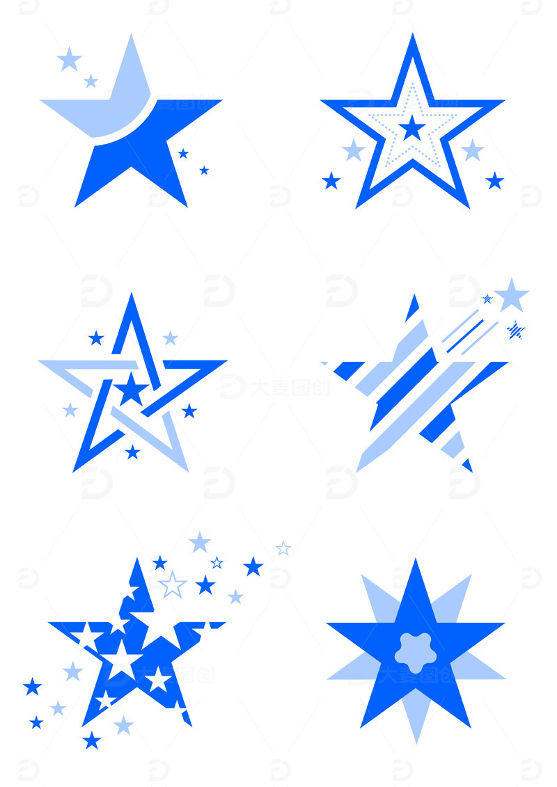 卡通蓝色星星矢量元素