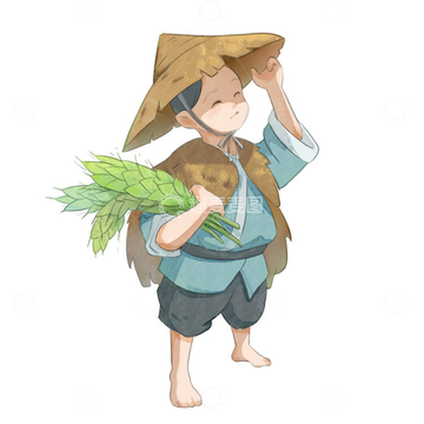 源文件下载【趣麦麦图】小满人物手拿小麦
