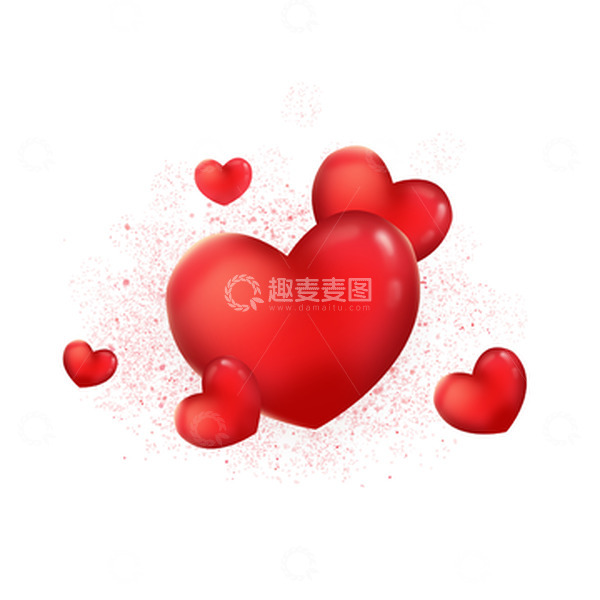 源文件下载【趣麦麦图】手绘红色浪漫立体爱心海报装饰元素