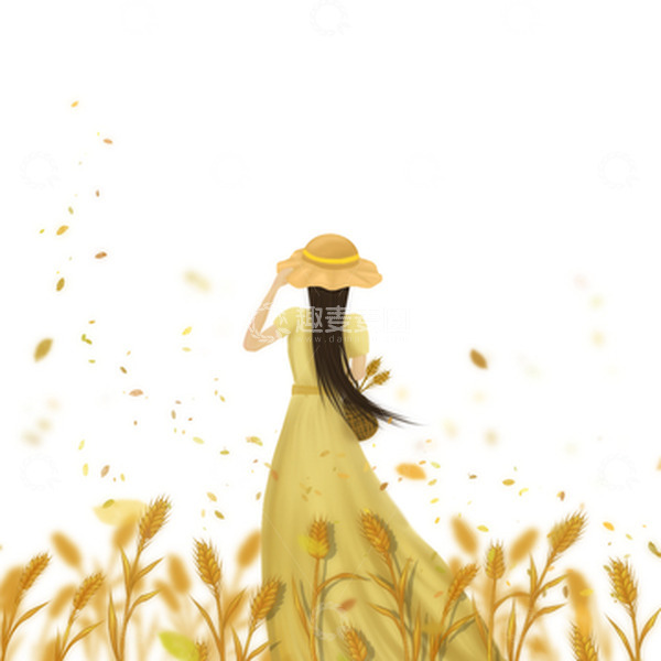 源文件下载【趣麦麦图】麦田里的女孩