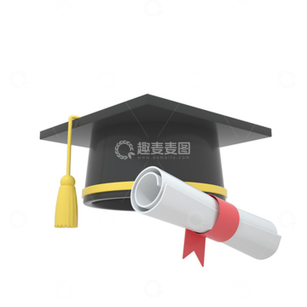 源文件下载【趣麦麦图】3D立体学士帽高考加油通知书
