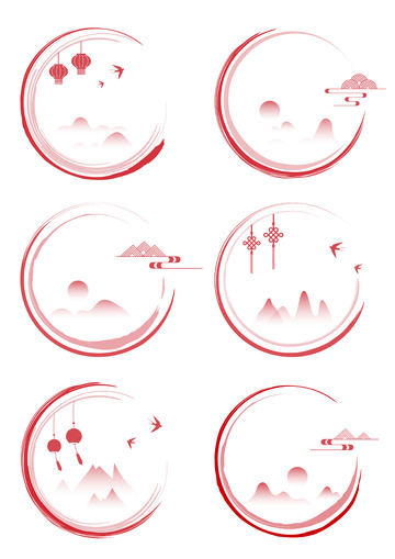 红色中国风传统复古矢量边框