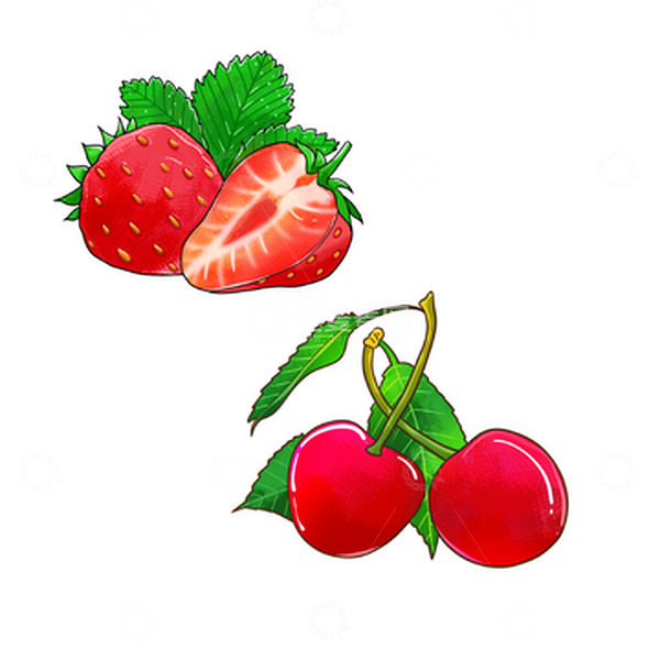 源文件下载【趣麦麦图】-水果草莓樱桃手绘元素