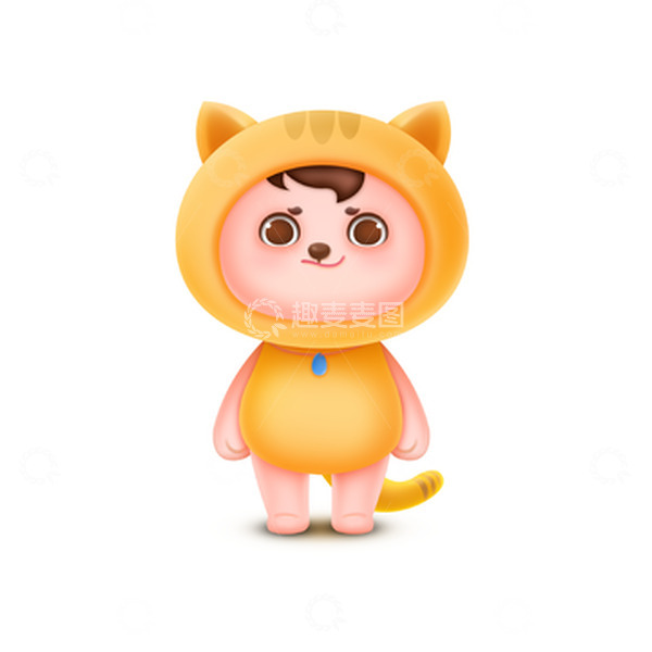 源文件下载【趣麦麦图】手绘立体委屈的小黄猫