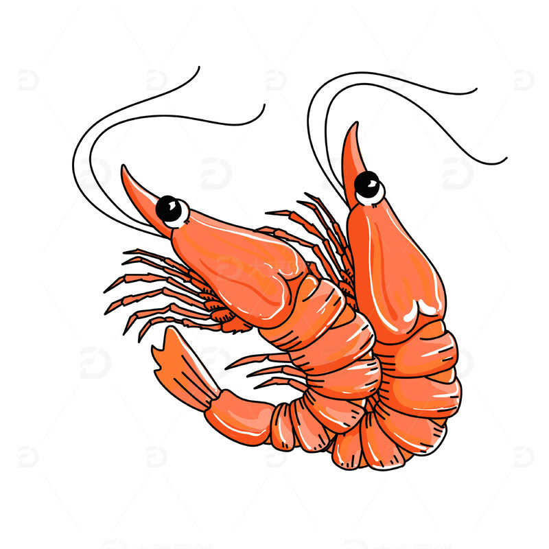 源文件下载【趣麦麦图】海鲜大虾元素