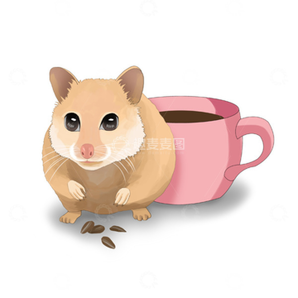 源文件下载【趣麦麦图】手绘动物可爱小仓鼠茶杯