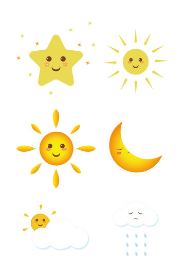 太阳月亮天气表情包矢量图