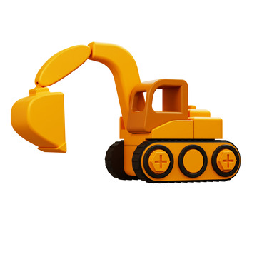 3D儿童玩具卡通挖掘机