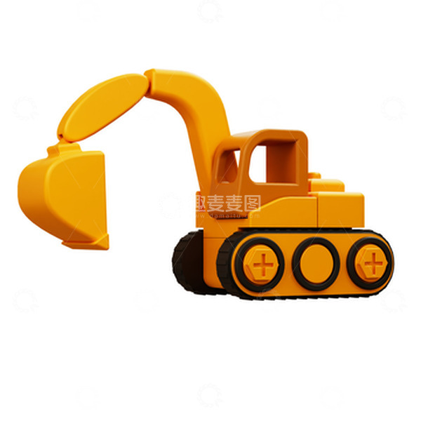 3D儿童玩具卡通挖掘机