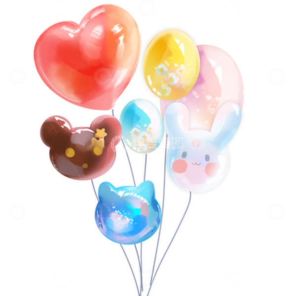 源文件下载【趣麦麦图】手绘儿童熊兔子爱心气球