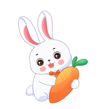 卡通可爱小兔子抱着胡萝卜元素
