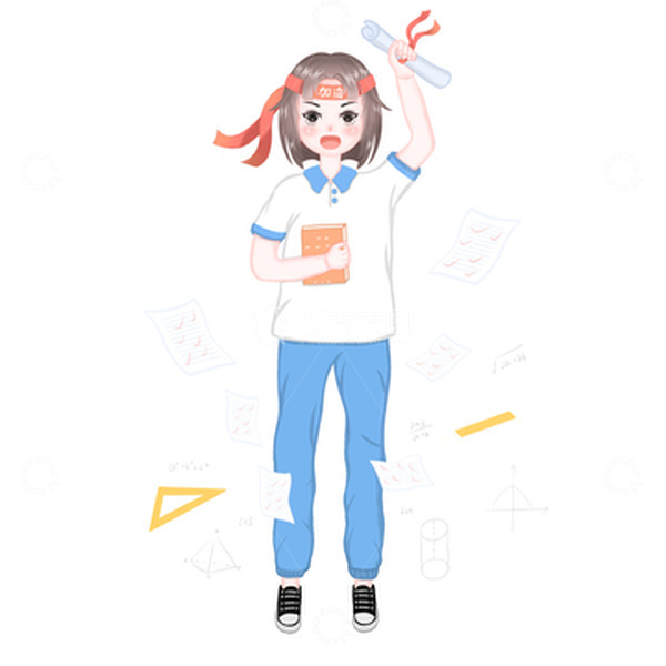 源文件下载【趣麦麦图】卡通学生考试手拿录取通知书试卷人物插画