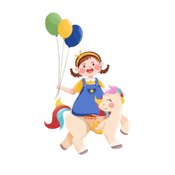 六一坐木马的女孩