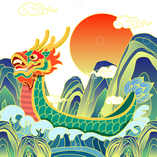 源文件下载【趣麦麦图】端午节龙舟中国风