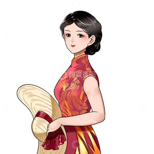 源文件下载【趣麦麦图】手绘民国名媛美女