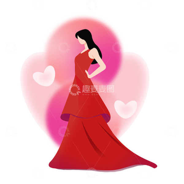 源文件下载【趣麦麦图】女神节美女人物元素