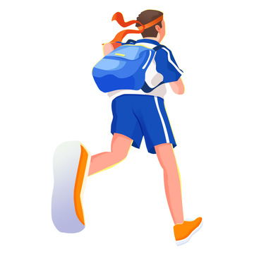 高考中考向前背着书包奔跑的人物