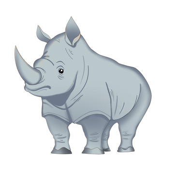 卡通手绘写实风犀牛动物形象免抠元素