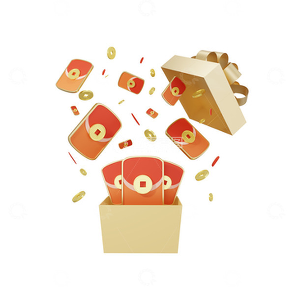 源文件下载【趣麦麦图】3D立体红包津贴优惠券礼包礼盒促销活动