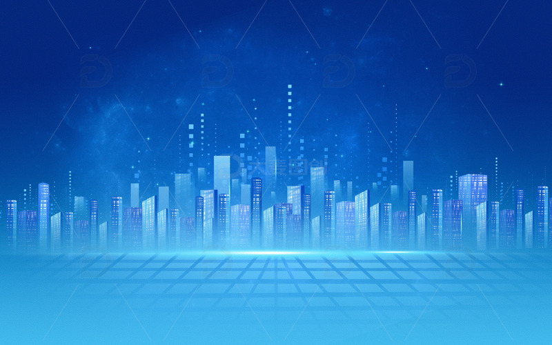 源文件下载【趣麦麦图】科技城市光线蓝色创意背景