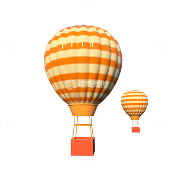 源文件下载【趣麦麦图】3D卡通热气球模型