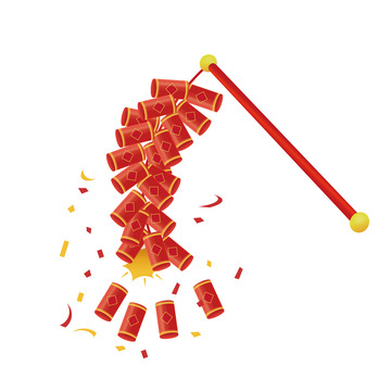 新年传统烟花爆竹手绘