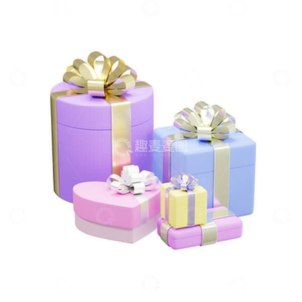 源文件下载【趣麦麦图】3D立体彩色礼盒礼品礼物堆