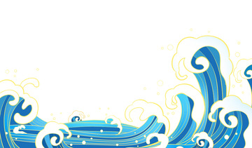 国潮海浪边框元素