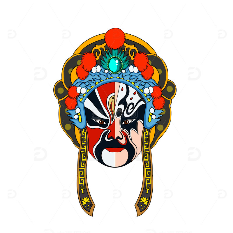 源文件下载【趣麦麦图】手绘国潮中国风脸谱