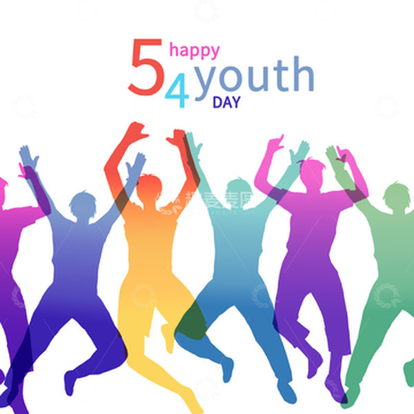 源文件下载【趣麦麦图】卡通手绘青年节年轻人剪影