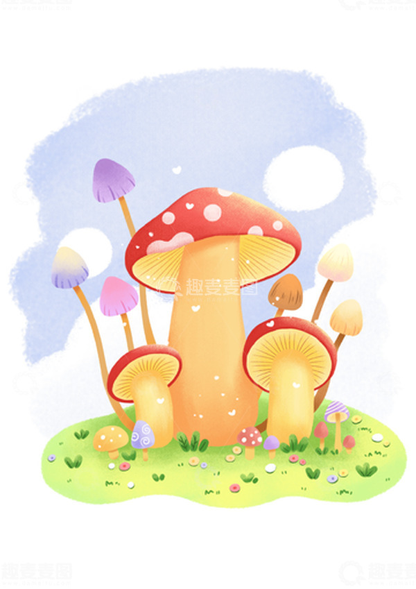 源文件下载【趣麦麦图】蘑菇花园小场景儿插