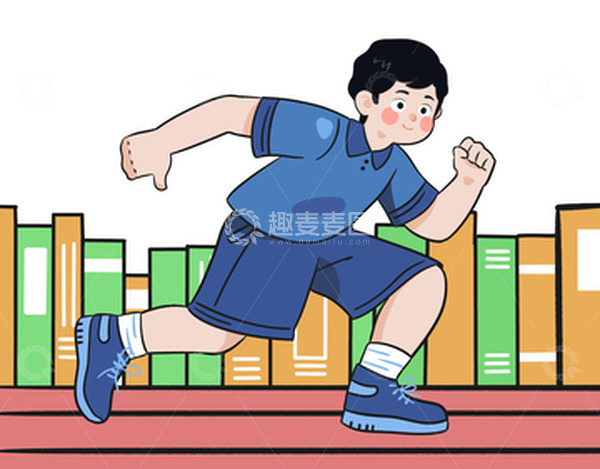 源文件下载【趣麦麦图】蓝色学生奔跑冲刺人物