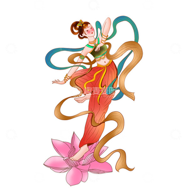 源文件下载【趣麦麦图】-手绘敦煌文化人物图