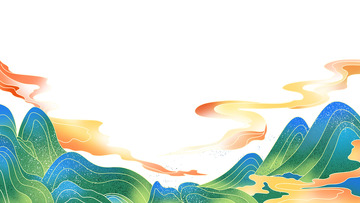 国潮山水免扣元素