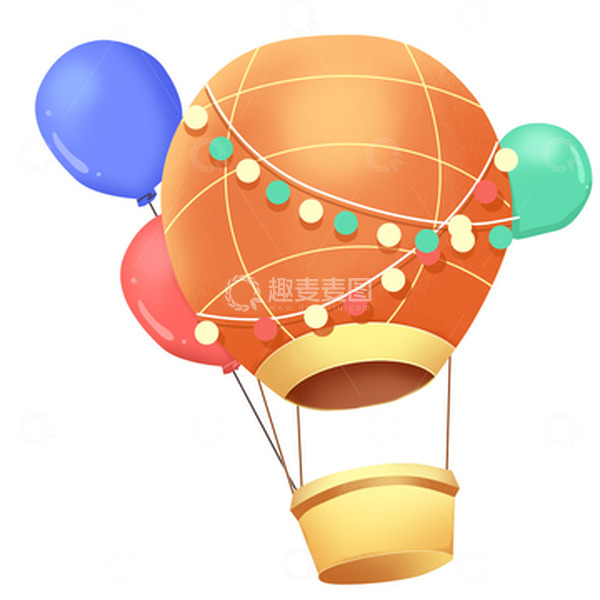 源文件下载【趣麦麦图】儿童节手绘插画热气球元素