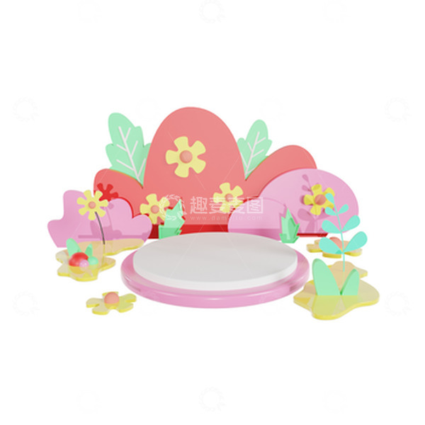 源文件下载【趣麦麦图】3D春季展台电商促销