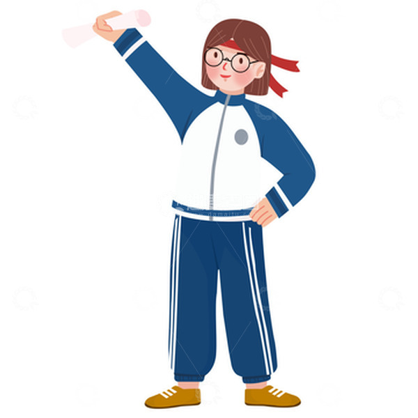 源文件下载【趣麦麦图】高考加油复习的卡通人物学生