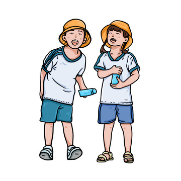 儿童节一男一女可爱人物形象手绘图