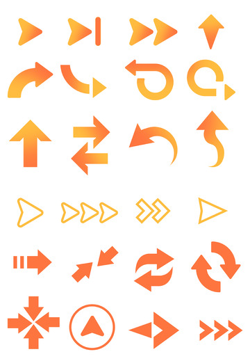 黄色渐变几何扁平科技箭头标识矢量元素